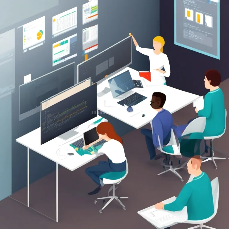 Team collaborating on software development project